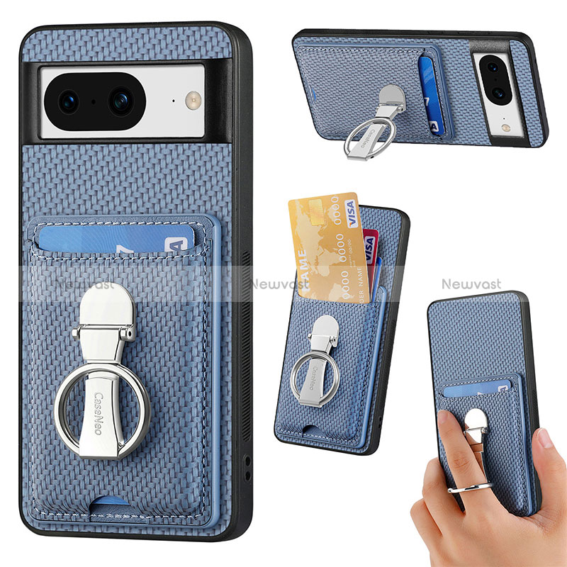 Ultra-thin Silicone Gel Soft Case Cover with Magnetic S02D for Google Pixel 8 5G Blue