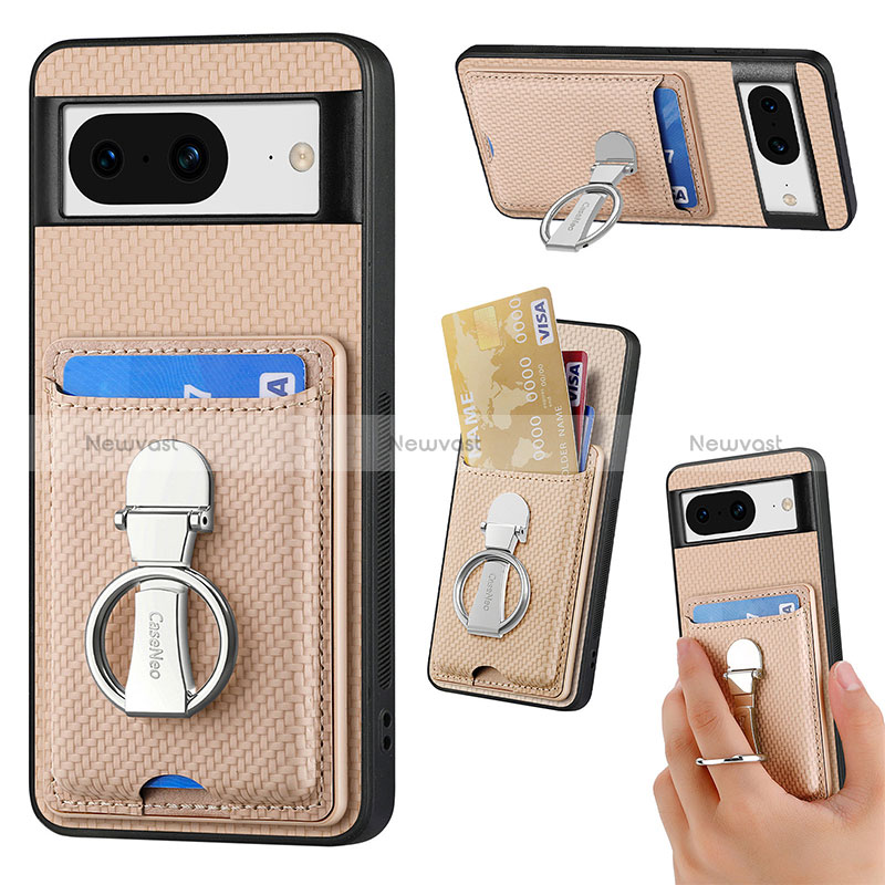 Ultra-thin Silicone Gel Soft Case Cover with Magnetic S02D for Google Pixel 8 5G Gold