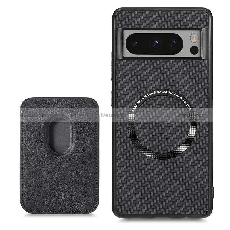 Ultra-thin Silicone Gel Soft Case Cover with Magnetic S02D for Google Pixel 8 Pro 5G Black