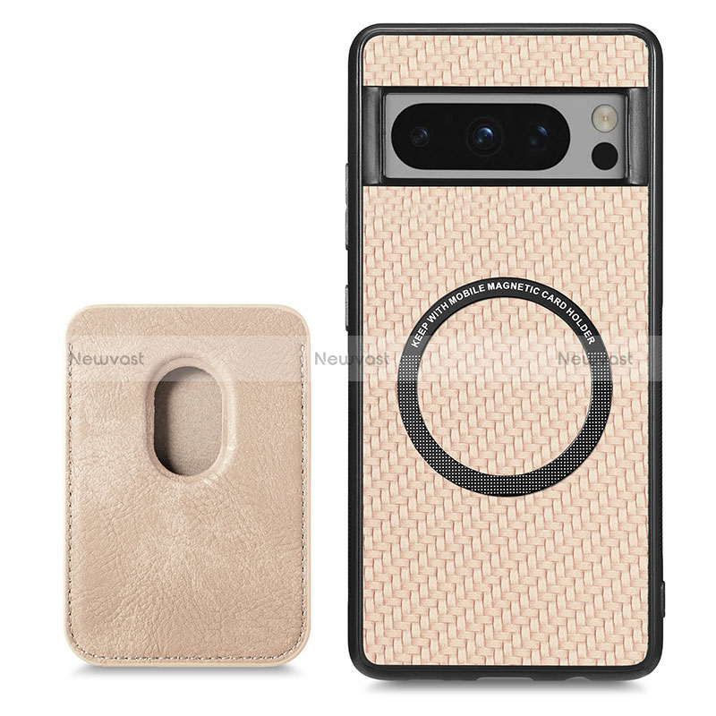 Ultra-thin Silicone Gel Soft Case Cover with Magnetic S02D for Google Pixel 8 Pro 5G Gold