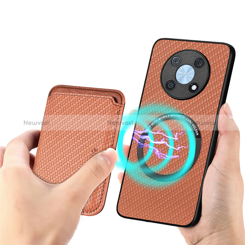 Ultra-thin Silicone Gel Soft Case Cover with Magnetic S02D for Huawei Enjoy 50 Pro Brown