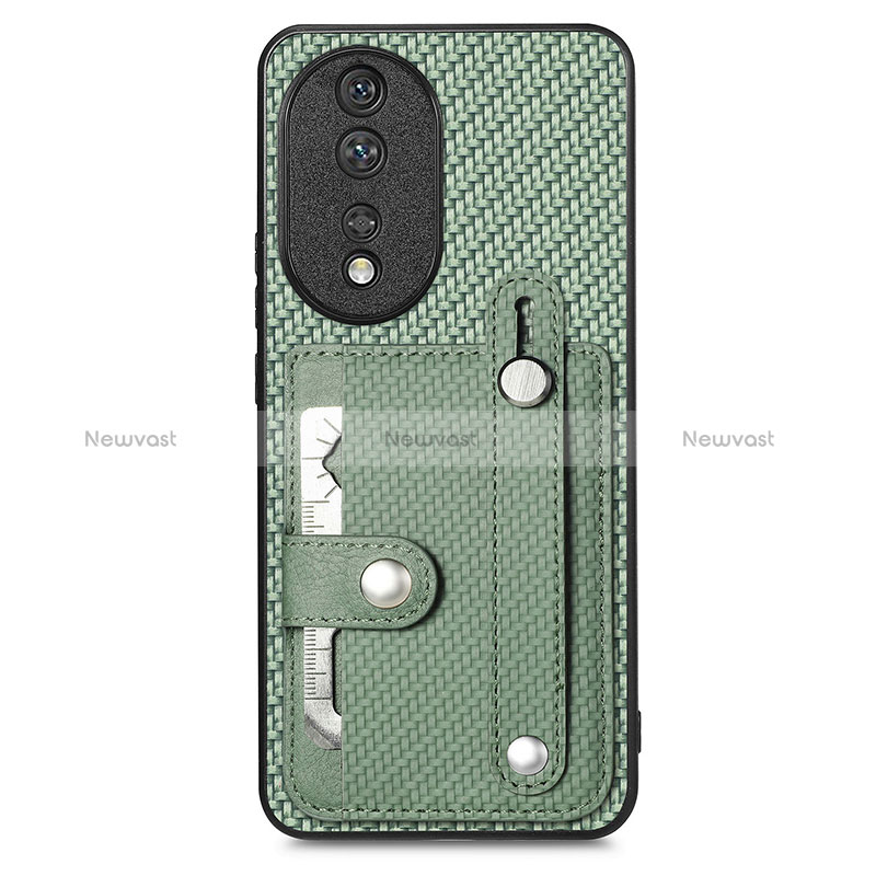 Ultra-thin Silicone Gel Soft Case Cover with Magnetic S02D for Huawei Honor 80 5G Green