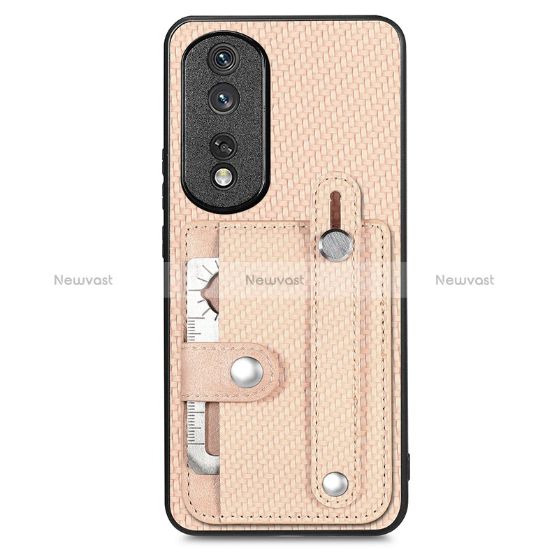 Ultra-thin Silicone Gel Soft Case Cover with Magnetic S02D for Huawei Honor 80 Pro 5G Gold