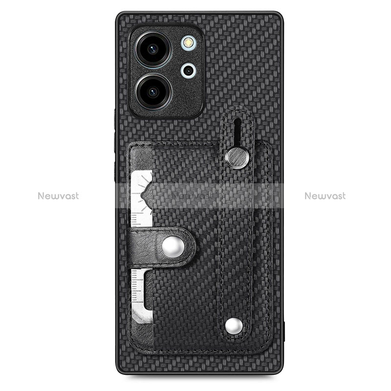 Ultra-thin Silicone Gel Soft Case Cover with Magnetic S02D for Huawei Honor 80 SE 5G Black