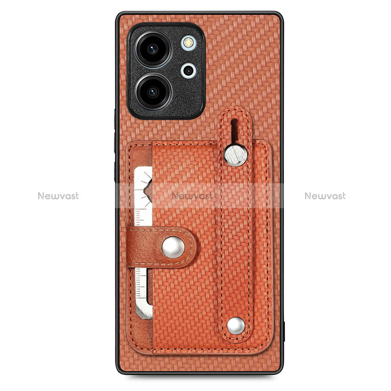 Ultra-thin Silicone Gel Soft Case Cover with Magnetic S02D for Huawei Honor 80 SE 5G Brown