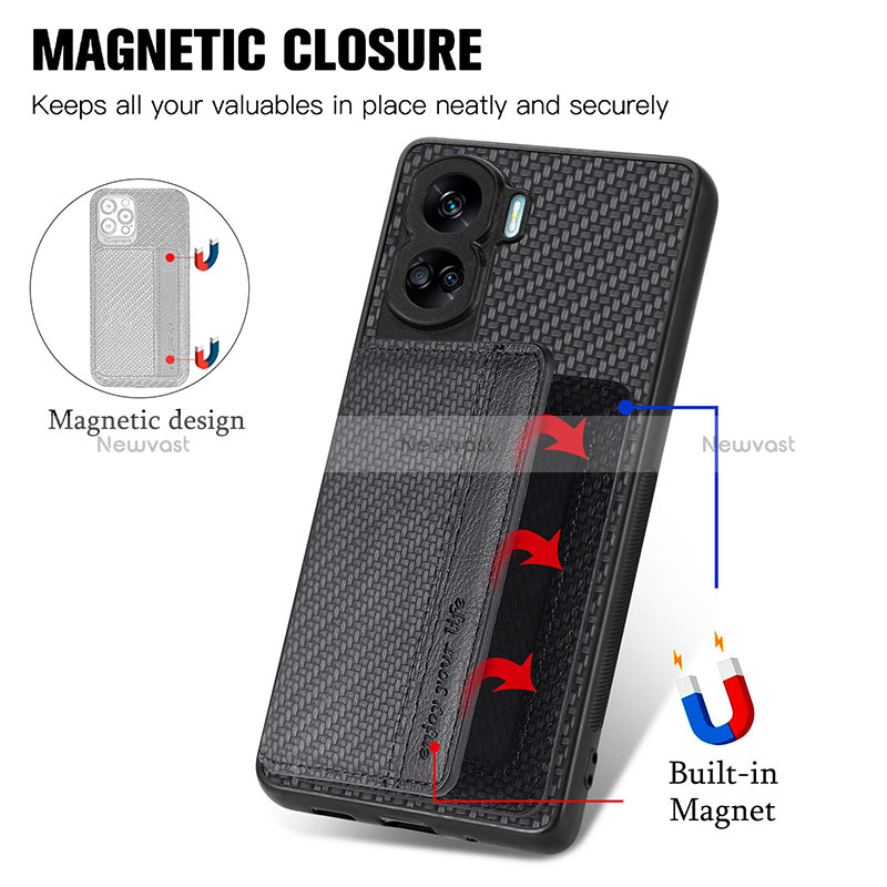 Ultra-thin Silicone Gel Soft Case Cover with Magnetic S02D for Huawei Honor 90 Lite 5G