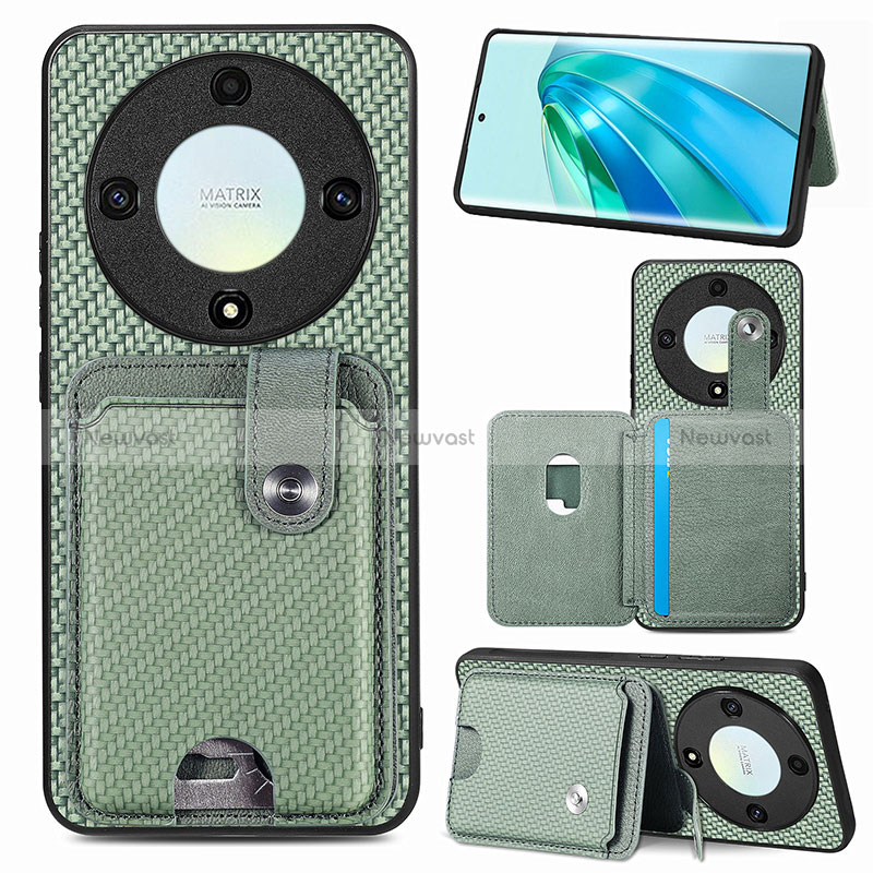 Ultra-thin Silicone Gel Soft Case Cover with Magnetic S02D for Huawei Honor Magic5 Lite 5G Green