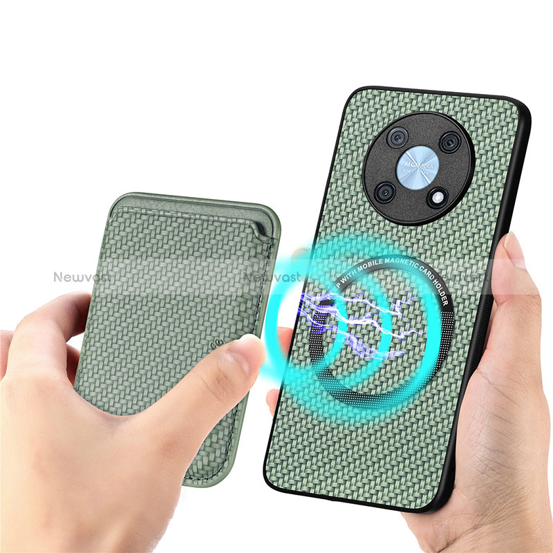 Ultra-thin Silicone Gel Soft Case Cover with Magnetic S02D for Huawei Nova Y90 Green