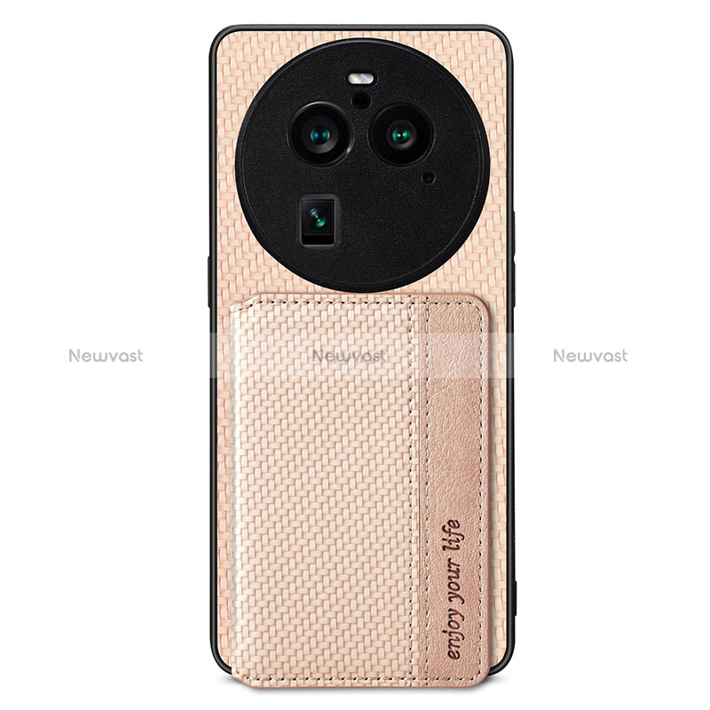 Ultra-thin Silicone Gel Soft Case Cover with Magnetic S02D for Oppo Find X6 Pro 5G Gold