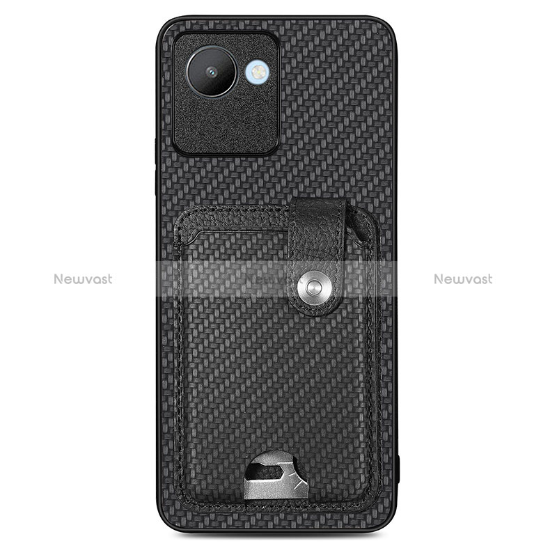 Ultra-thin Silicone Gel Soft Case Cover with Magnetic S02D for Realme C30 Black