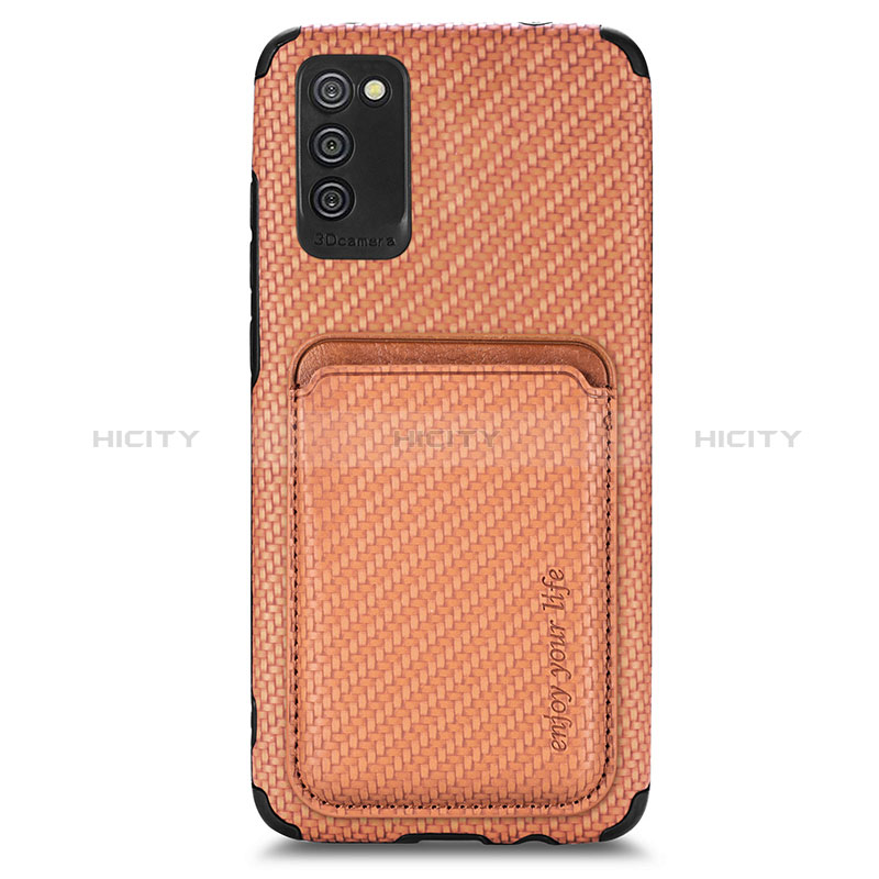 Ultra-thin Silicone Gel Soft Case Cover with Magnetic S02D for Samsung Galaxy A03s Brown