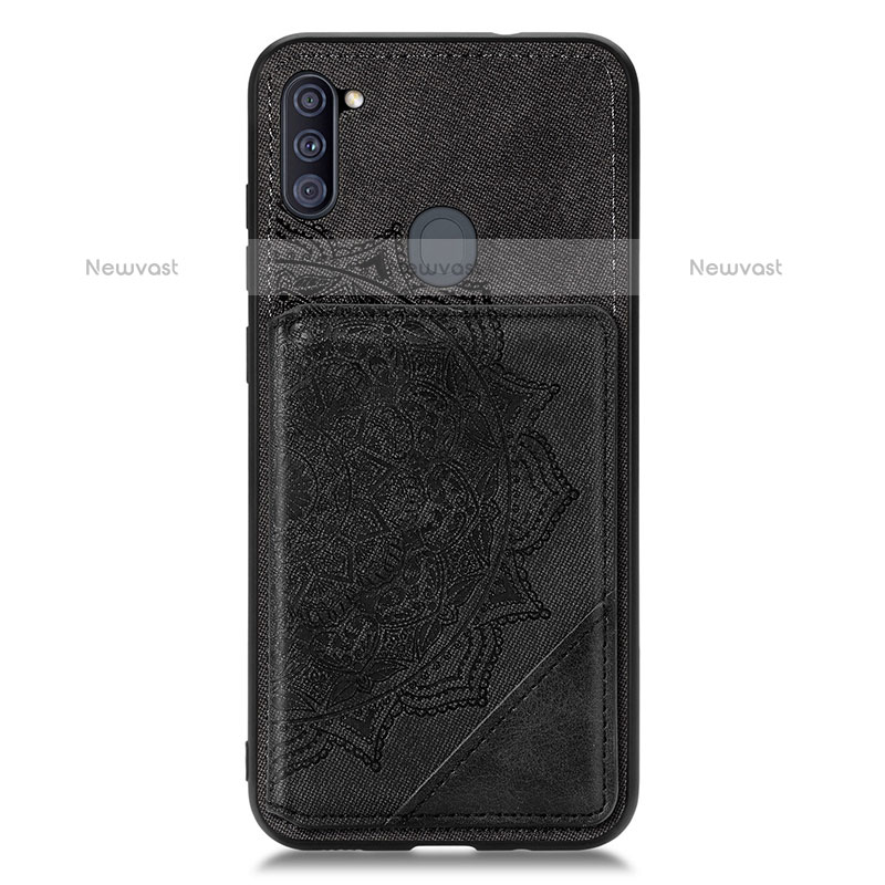 Ultra-thin Silicone Gel Soft Case Cover with Magnetic S02D for Samsung Galaxy A11 Black