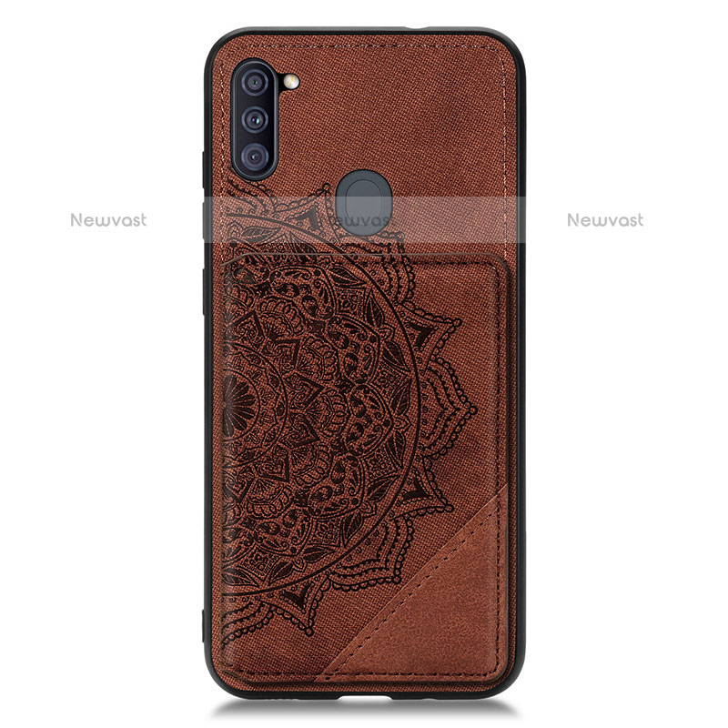 Ultra-thin Silicone Gel Soft Case Cover with Magnetic S02D for Samsung Galaxy A11 Brown