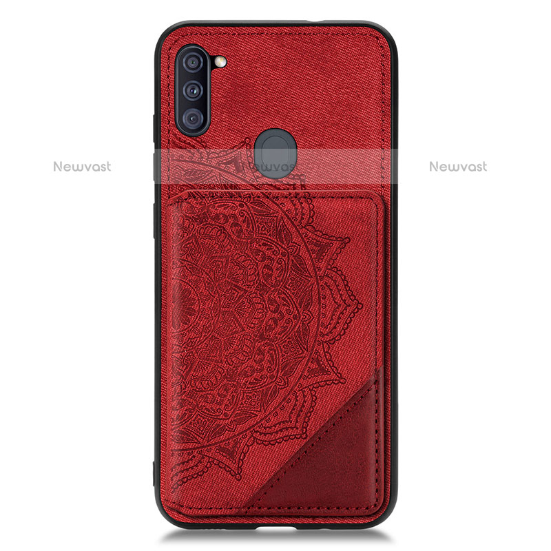 Ultra-thin Silicone Gel Soft Case Cover with Magnetic S02D for Samsung Galaxy A11 Red