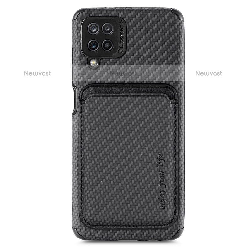 Ultra-thin Silicone Gel Soft Case Cover with Magnetic S02D for Samsung Galaxy A12 Black