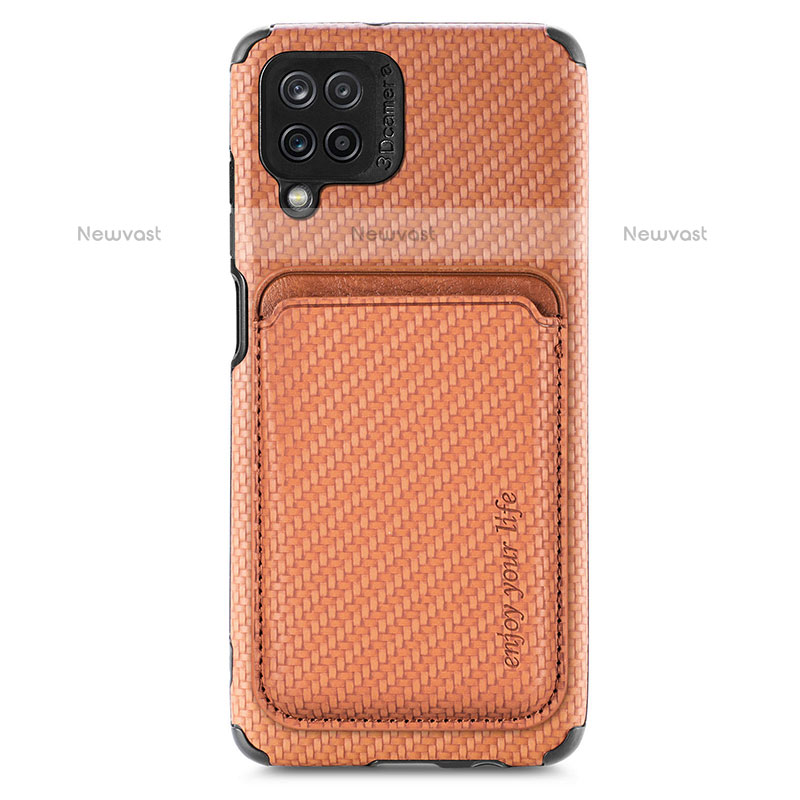 Ultra-thin Silicone Gel Soft Case Cover with Magnetic S02D for Samsung Galaxy A12 Brown