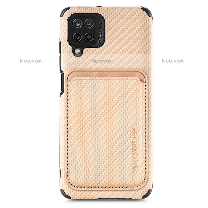 Ultra-thin Silicone Gel Soft Case Cover with Magnetic S02D for Samsung Galaxy A12 Gold