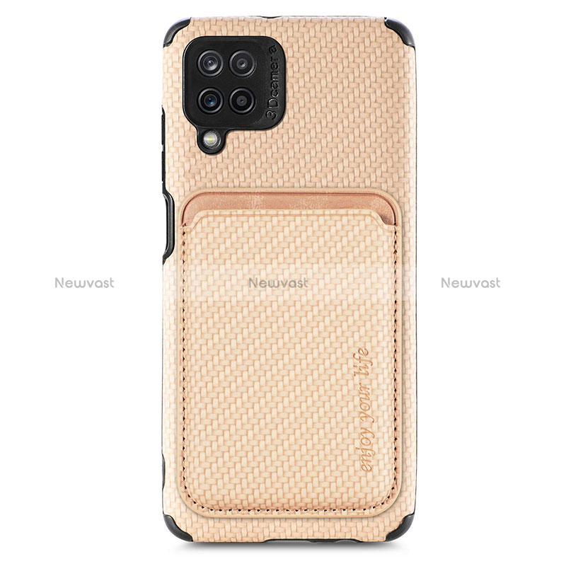 Ultra-thin Silicone Gel Soft Case Cover with Magnetic S02D for Samsung Galaxy A12 Nacho Gold