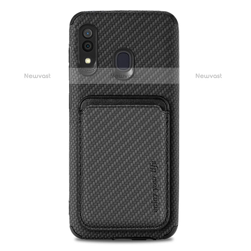 Ultra-thin Silicone Gel Soft Case Cover with Magnetic S02D for Samsung Galaxy A20 Black