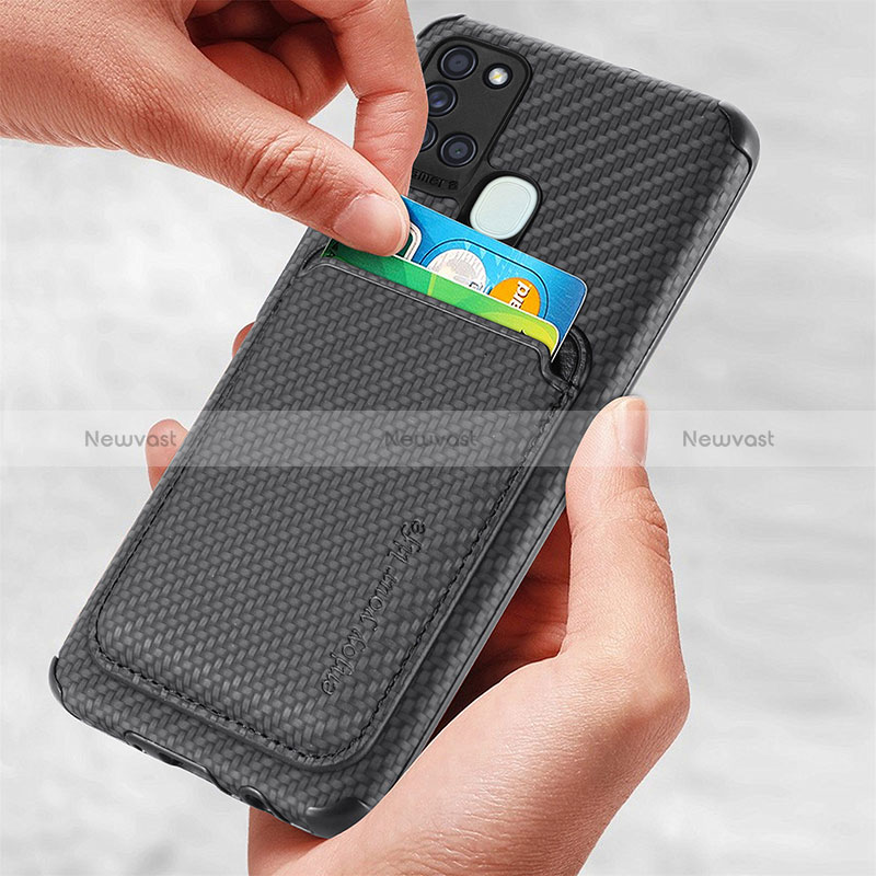 Ultra-thin Silicone Gel Soft Case Cover with Magnetic S02D for Samsung Galaxy A21s