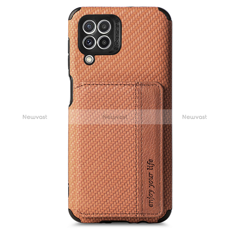 Ultra-thin Silicone Gel Soft Case Cover with Magnetic S02D for Samsung Galaxy A22 4G Brown