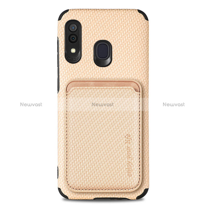 Ultra-thin Silicone Gel Soft Case Cover with Magnetic S02D for Samsung Galaxy A30 Gold