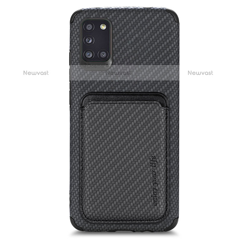 Ultra-thin Silicone Gel Soft Case Cover with Magnetic S02D for Samsung Galaxy A31 Black