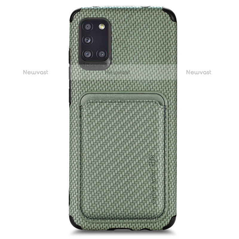 Ultra-thin Silicone Gel Soft Case Cover with Magnetic S02D for Samsung Galaxy A31 Green