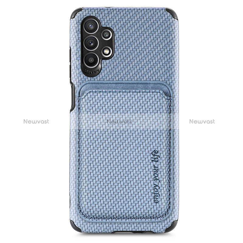 Ultra-thin Silicone Gel Soft Case Cover with Magnetic S02D for Samsung Galaxy A32 4G Blue