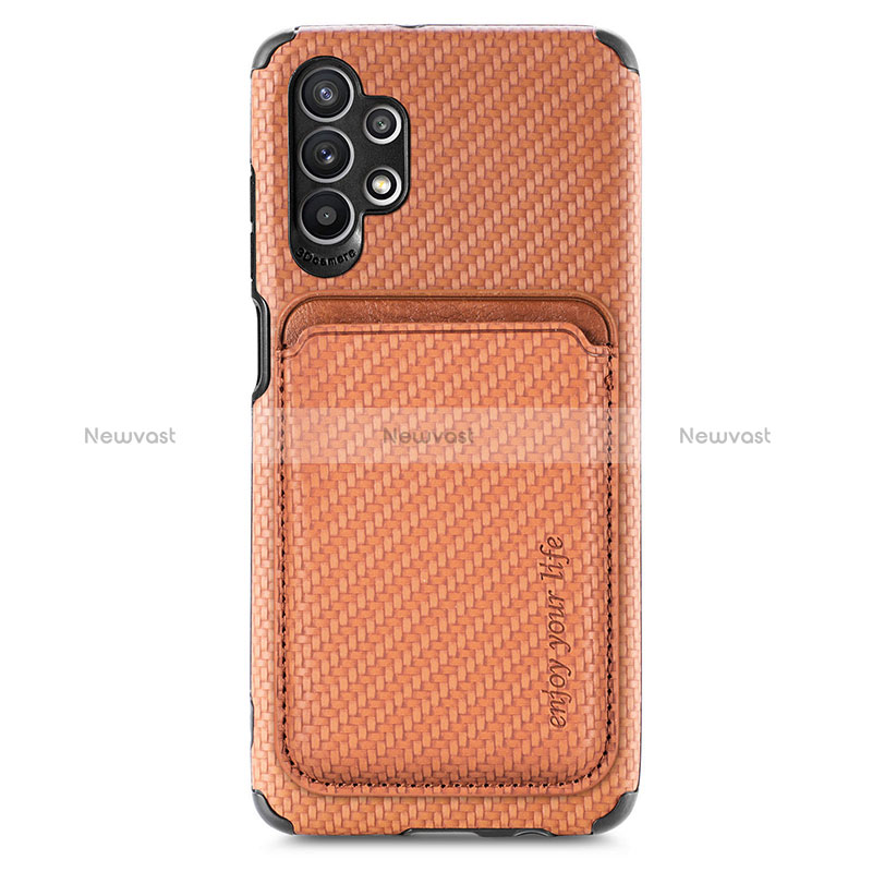 Ultra-thin Silicone Gel Soft Case Cover with Magnetic S02D for Samsung Galaxy A32 4G Brown