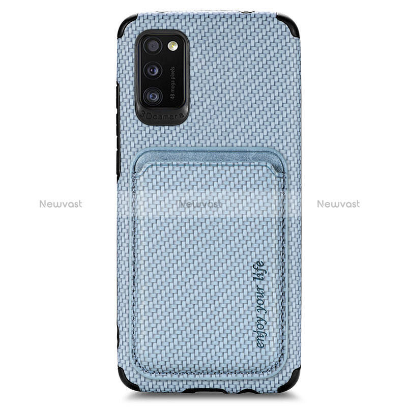 Ultra-thin Silicone Gel Soft Case Cover with Magnetic S02D for Samsung Galaxy A41 Blue