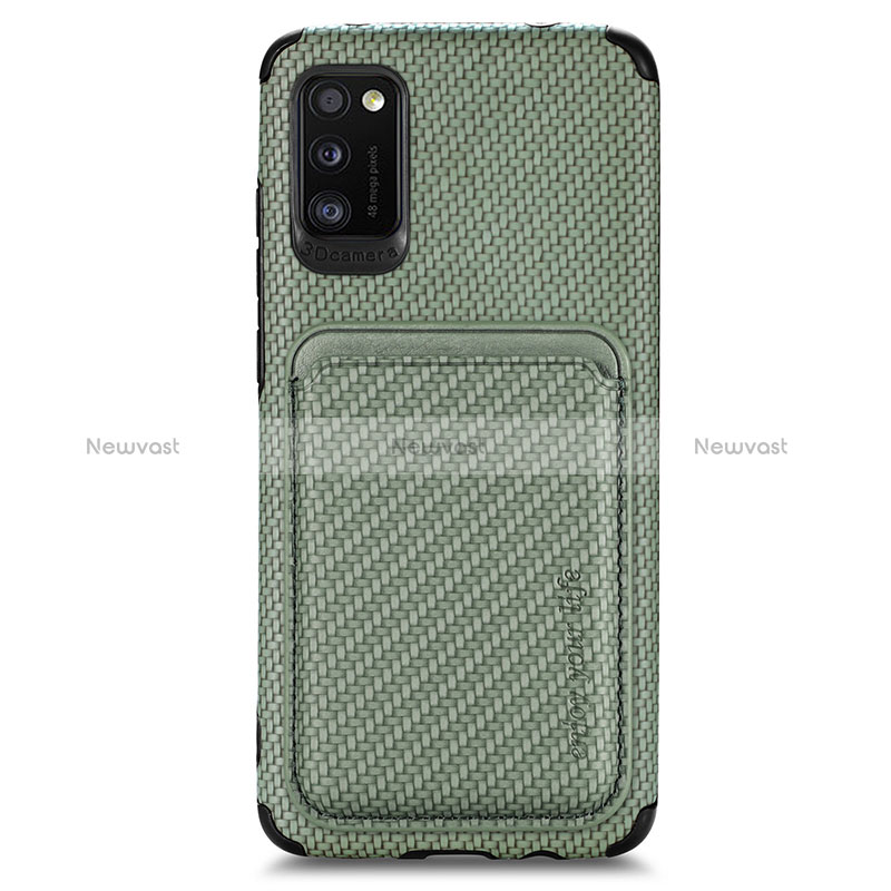 Ultra-thin Silicone Gel Soft Case Cover with Magnetic S02D for Samsung Galaxy A41 Green