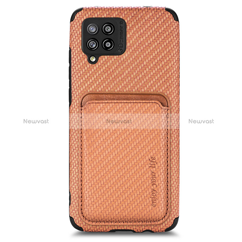 Ultra-thin Silicone Gel Soft Case Cover with Magnetic S02D for Samsung Galaxy A42 5G Brown