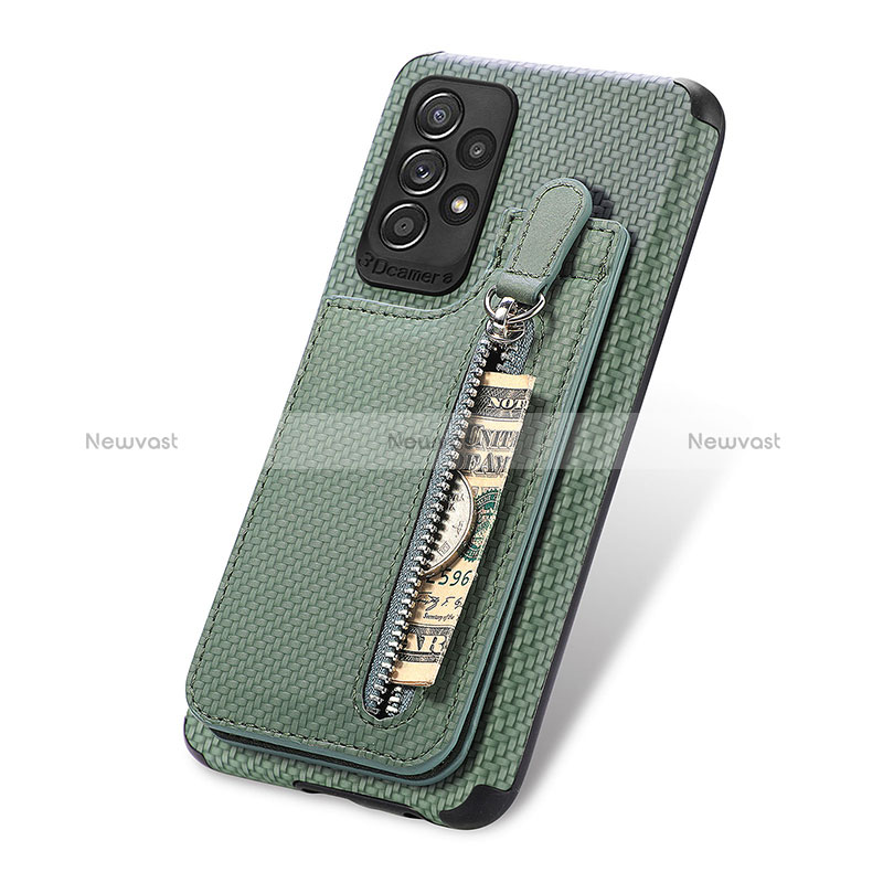 Ultra-thin Silicone Gel Soft Case Cover with Magnetic S02D for Samsung Galaxy A52 4G Green