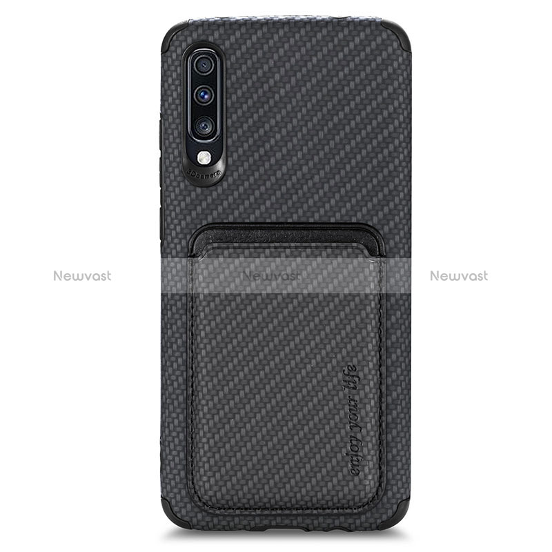 Ultra-thin Silicone Gel Soft Case Cover with Magnetic S02D for Samsung Galaxy A70 Black