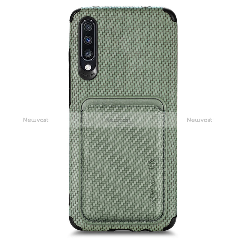 Ultra-thin Silicone Gel Soft Case Cover with Magnetic S02D for Samsung Galaxy A70 Green