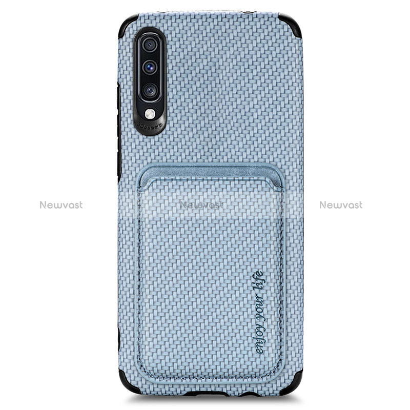 Ultra-thin Silicone Gel Soft Case Cover with Magnetic S02D for Samsung Galaxy A70S Blue