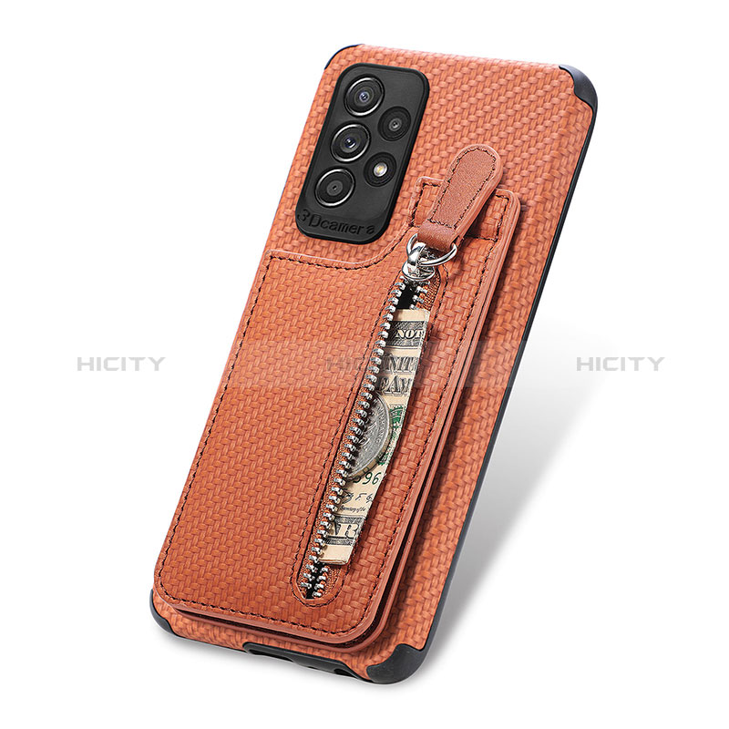 Ultra-thin Silicone Gel Soft Case Cover with Magnetic S02D for Samsung Galaxy A72 5G Brown