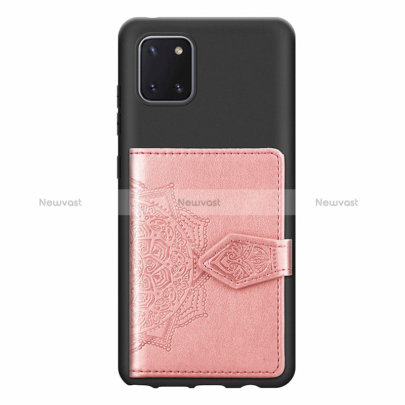 Ultra-thin Silicone Gel Soft Case Cover with Magnetic S02D for Samsung Galaxy A81 Pink