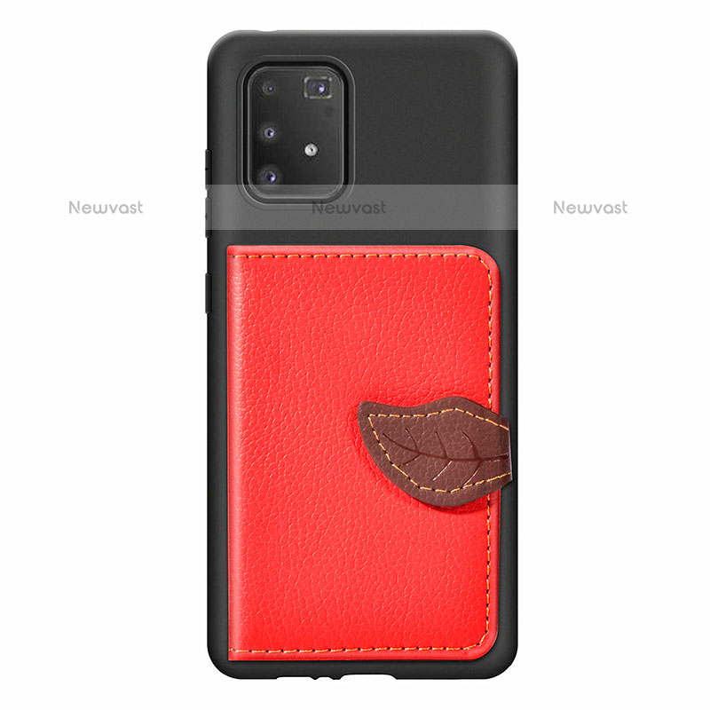 Ultra-thin Silicone Gel Soft Case Cover with Magnetic S02D for Samsung Galaxy A91 Red