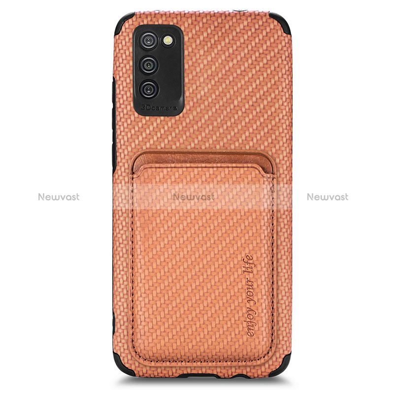 Ultra-thin Silicone Gel Soft Case Cover with Magnetic S02D for Samsung Galaxy F02S SM-E025F Brown