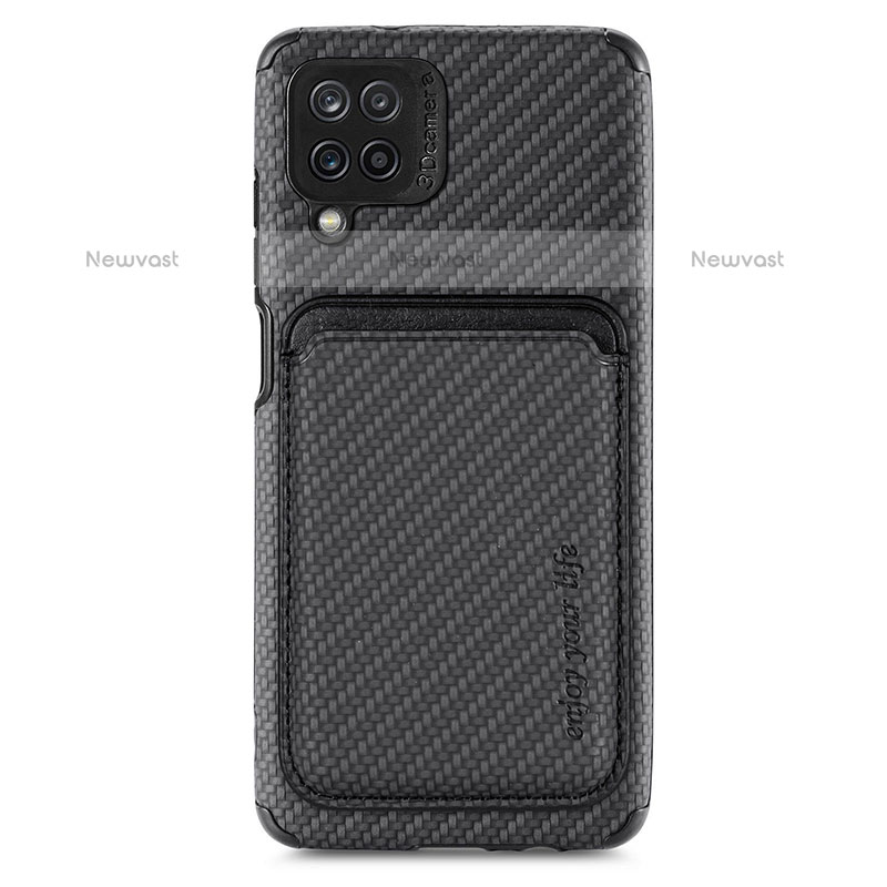 Ultra-thin Silicone Gel Soft Case Cover with Magnetic S02D for Samsung Galaxy F12 Black