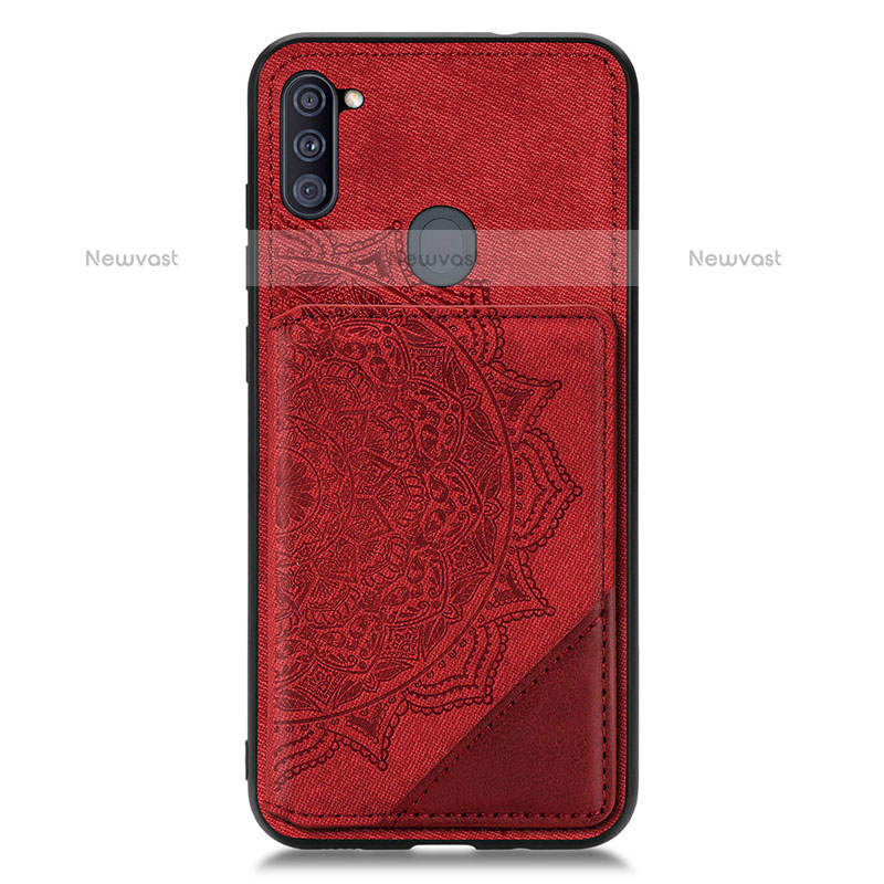 Ultra-thin Silicone Gel Soft Case Cover with Magnetic S02D for Samsung Galaxy M11 Red