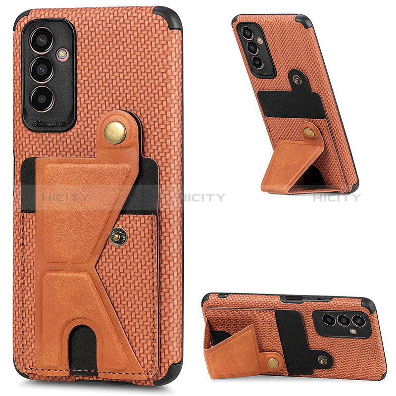 Ultra-thin Silicone Gel Soft Case Cover with Magnetic S02D for Samsung Galaxy M13 4G Brown