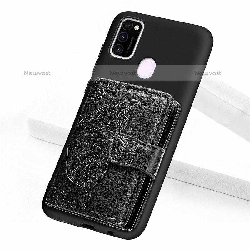 Ultra-thin Silicone Gel Soft Case Cover with Magnetic S02D for Samsung Galaxy M30s Black