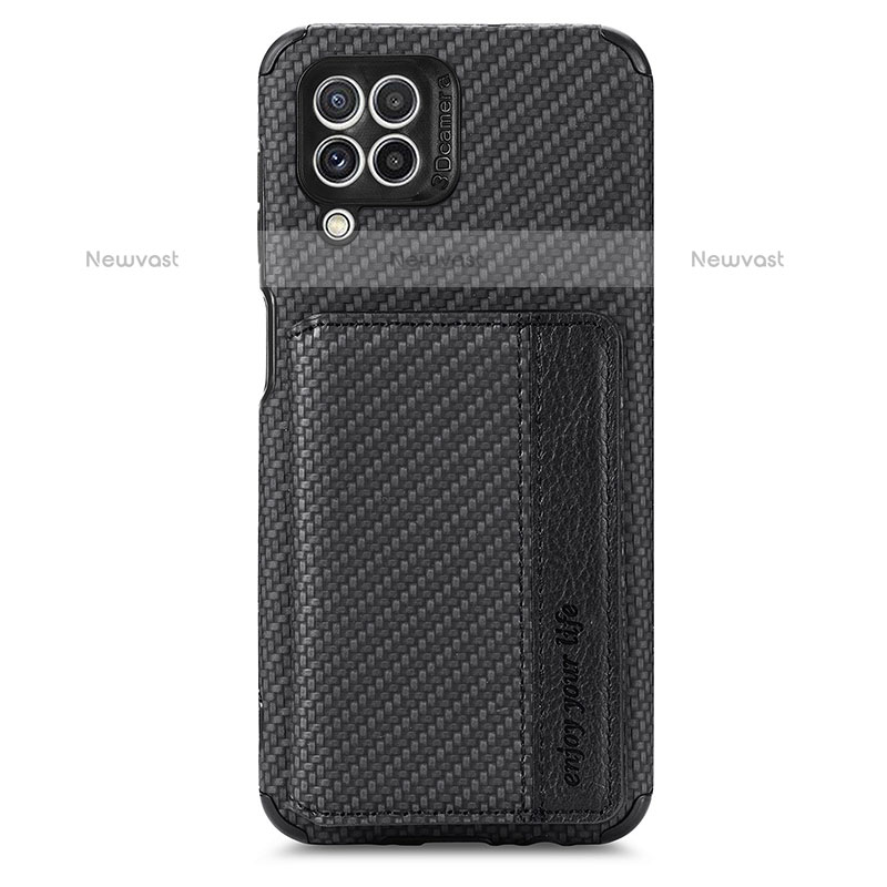 Ultra-thin Silicone Gel Soft Case Cover with Magnetic S02D for Samsung Galaxy M32 4G Black