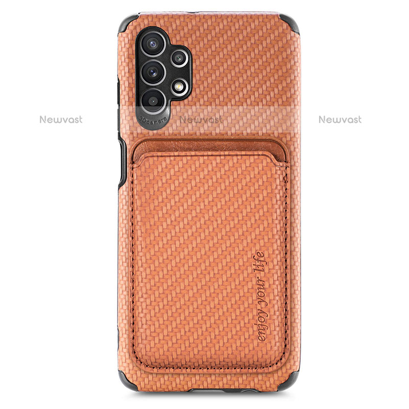 Ultra-thin Silicone Gel Soft Case Cover with Magnetic S02D for Samsung Galaxy M32 5G Brown