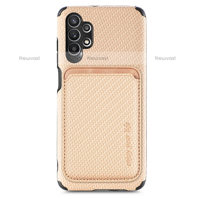 Ultra-thin Silicone Gel Soft Case Cover with Magnetic S02D for Samsung Galaxy M32 5G Gold