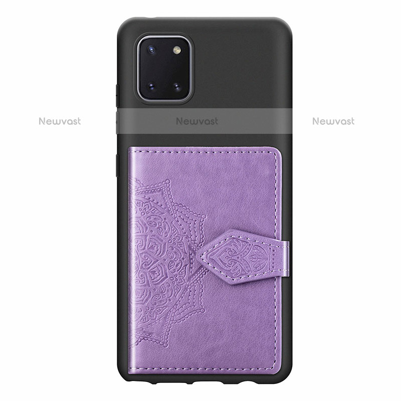 Ultra-thin Silicone Gel Soft Case Cover with Magnetic S02D for Samsung Galaxy Note 10 Lite Purple