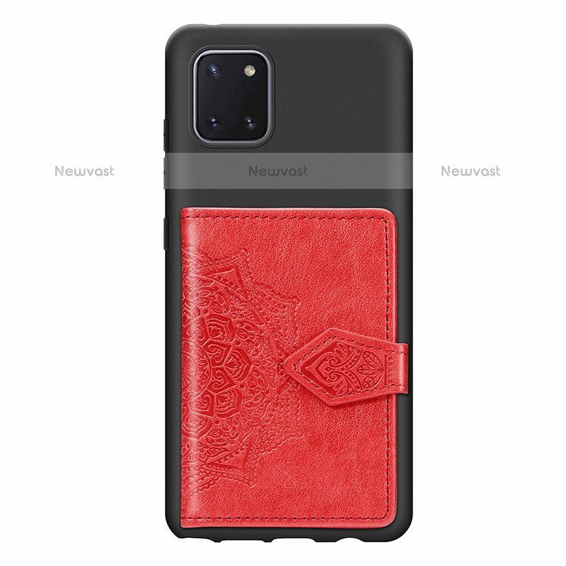 Ultra-thin Silicone Gel Soft Case Cover with Magnetic S02D for Samsung Galaxy Note 10 Lite Red